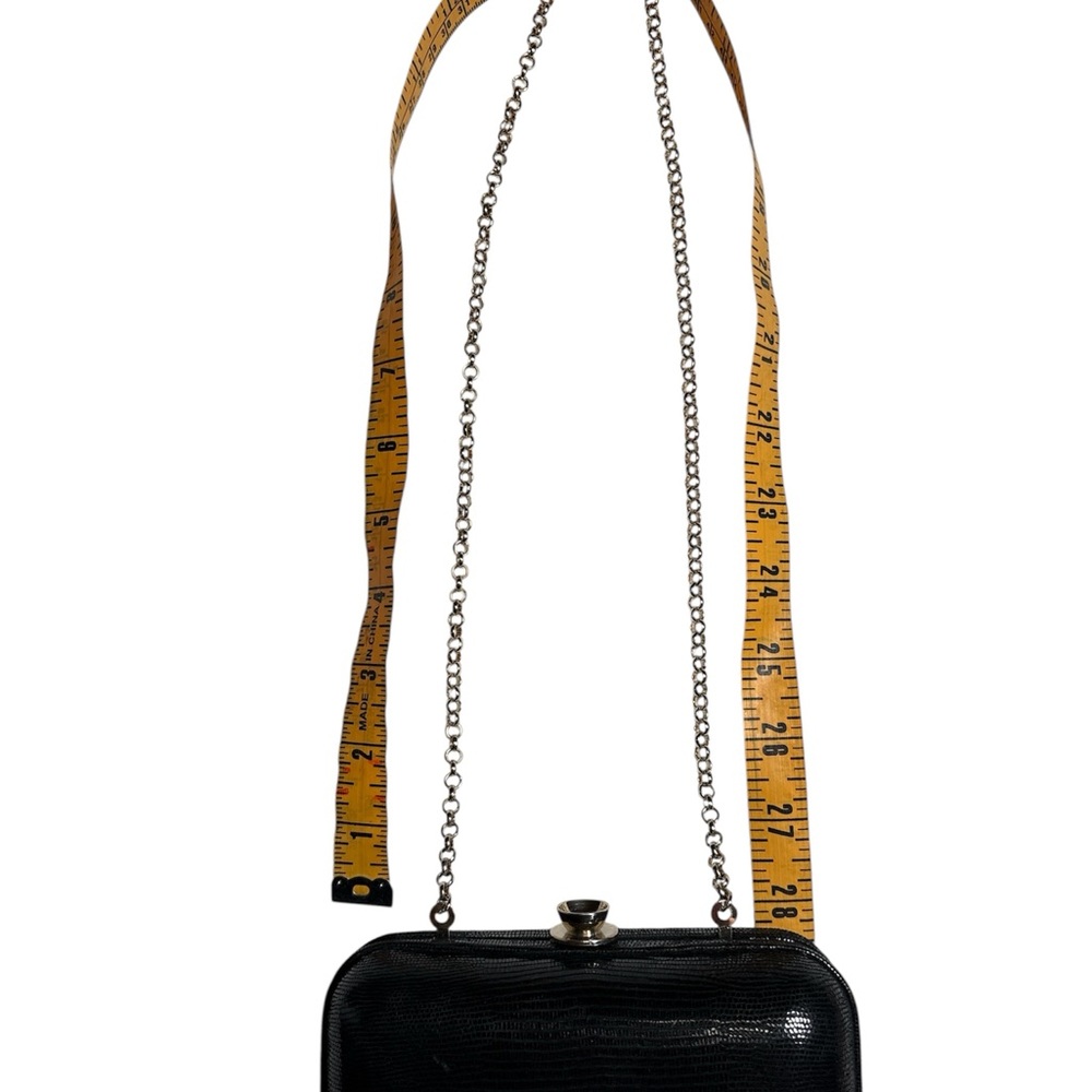 Ann Taylor Black Textured Clutch with gold Chain Strap - Picture 9 of 10